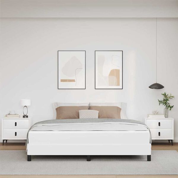 vidaXL Κρεβάτι με στρώμα Καθαρό Λευκό 180 x 200 cm Τεχνητό δέρμα