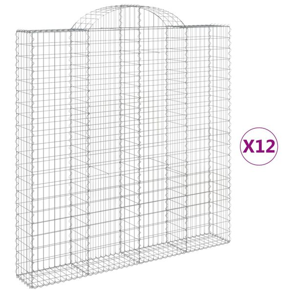 vidaXL Συρματοκιβώτια Τοξωτά 12 τεμ. 200x30x200/220 εκ. Γαλβαν. Ατσάλι