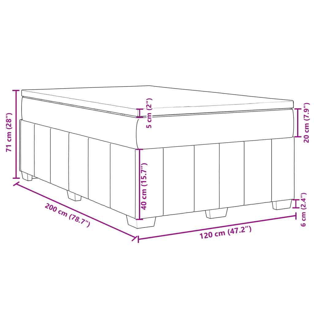 vidaXL Κρεβάτι Boxspring με Στρώμα Σκούρο Γκρι 120x200 εκ. Υφασμάτινο