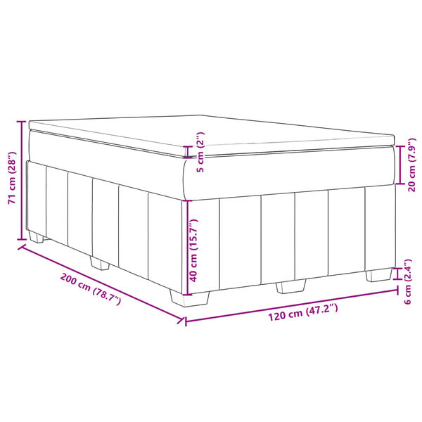 vidaXL Κρεβάτι Boxspring με Στρώμα Σκούρο Γκρι 120x200 εκ. Υφασμάτινο
