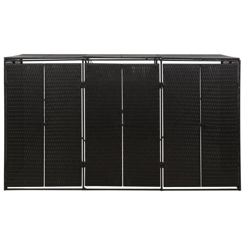 vidaXL Πλαίσιο για Κάδο με Ρόδες Μαύρο 207x80x117 εκ. Συνθ. Ρατάν