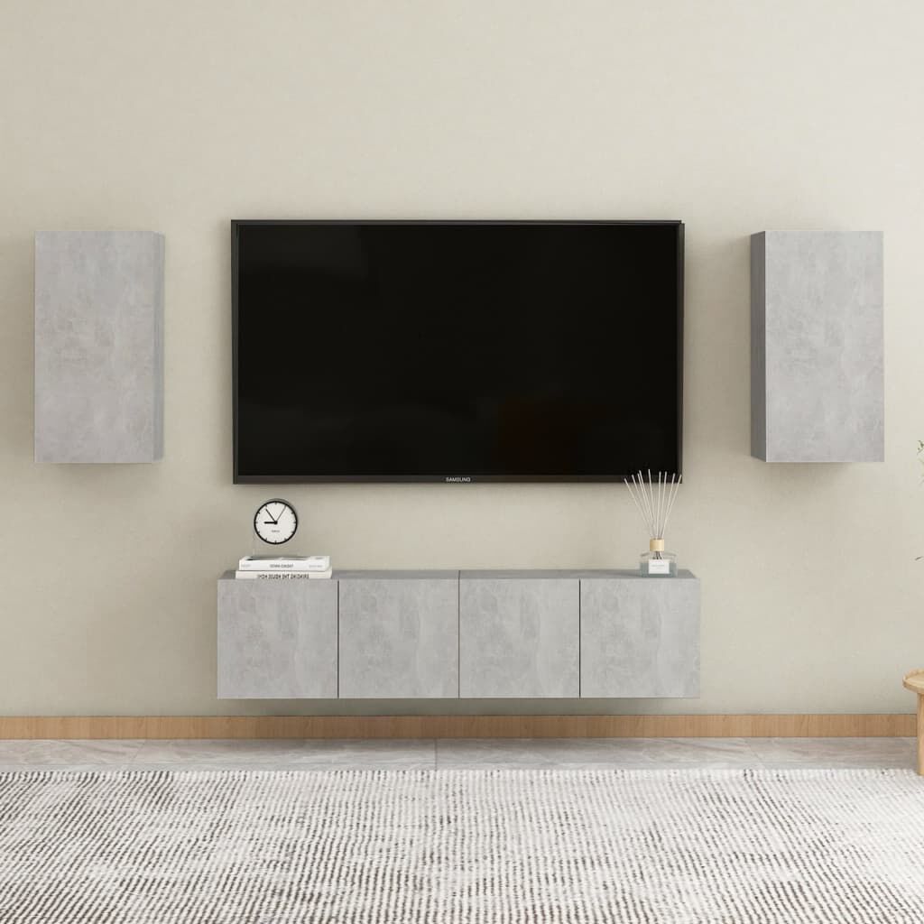 vidaXL Έπιπλο Τηλεόρασης Γκρι Σκυροδ. 30,5x30x60 εκ. από Επεξ. Ξύλο