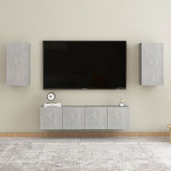 vidaXL Έπιπλο Τηλεόρασης Γκρι Σκυροδ. 30,5x30x60 εκ. από Επεξ. Ξύλο