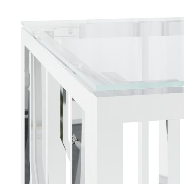 vidaXL Τραπέζι Σαλονιού 110x45x45 εκ. από Ανοξ. Ατσάλι και Γυαλί