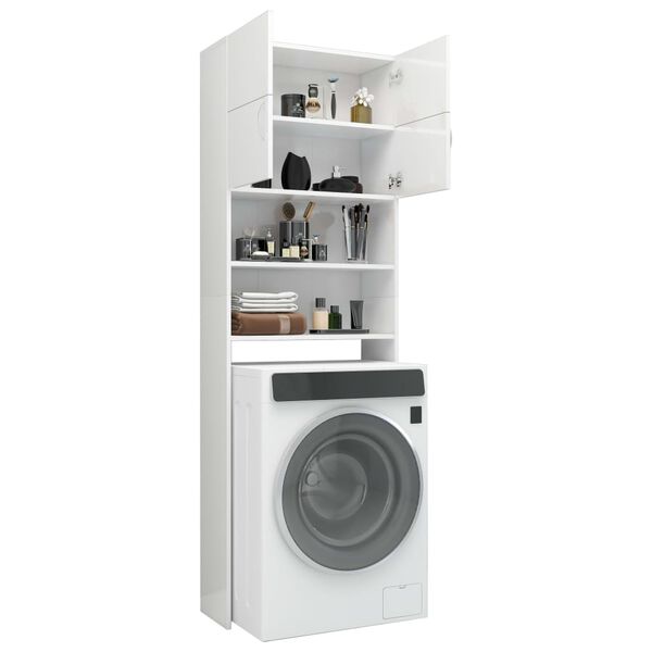 vidaXL Ντουλάπι Πλυντηρίου Γυαλιστερό Λευκό 64 x 25,5 x 190 εκ.