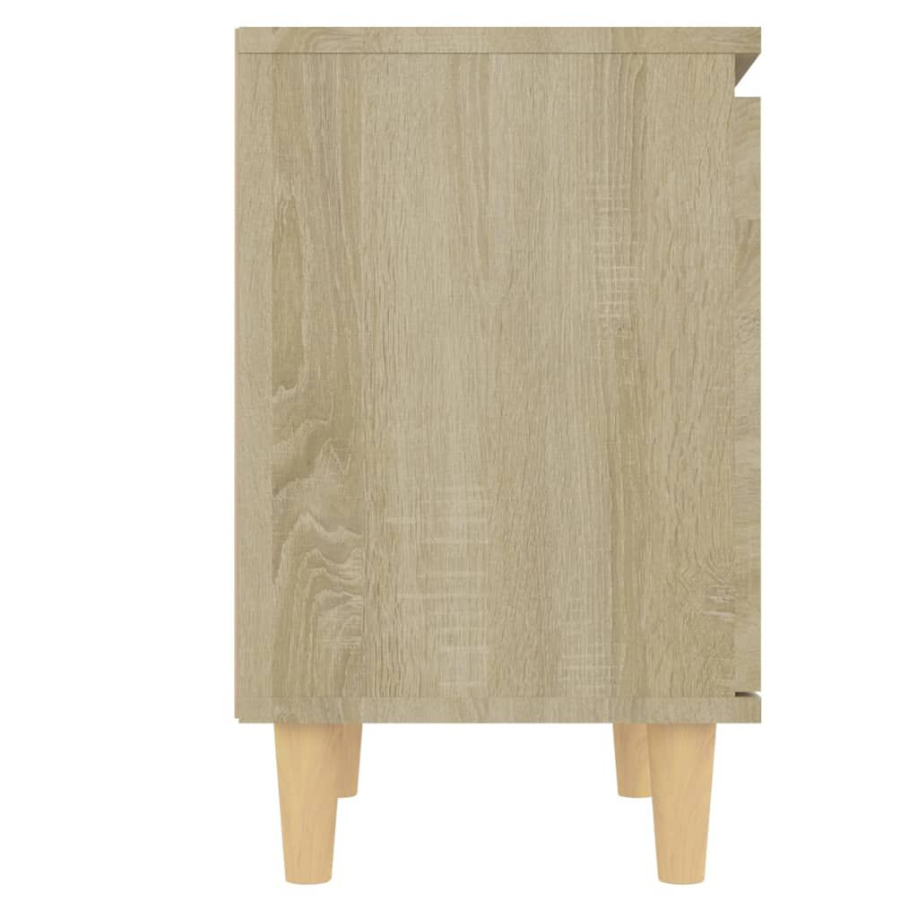 vidaXL Κομοδίνα 2 τεμ. Sonoma Δρυς 40x30x50εκ. & Πόδια από Μασίφ Ξύλο