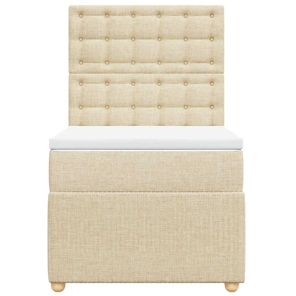 vidaXL Κρεβάτι Boxspring με Στρώμα Κρεμ 90x190 εκ.Υφασμάτινο