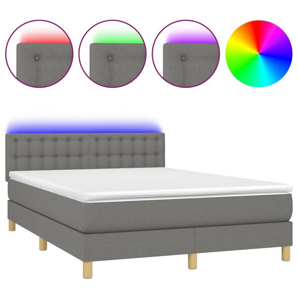 vidaXL &Kappa;&rho;&epsilon;&beta;ά&tau;&iota; Boxspring &mu;&epsilon; &Sigma;&tau;&rho;ώ&mu;&alpha; & LED &Sigma;&kappa;.&Gamma;&kappa;&rho;&iota; 140x190 &epsilon;&kappa; &Upsilon;&phi;&alpha;&sigma;&mu;ά&tau;&iota;&nu;&omicron;