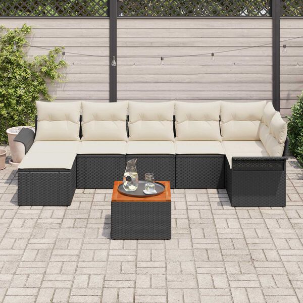 vidaXL Σετ Καναπέ Κήπου 8 pcs Μαύρο Πολυ ράταν