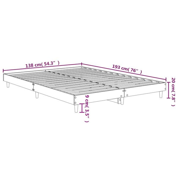 vidaXL Πλαίσιο Κρεβατιού Sonoma Δρυς 135x190 εκ. Επεξεργασμένο Ξύλο
