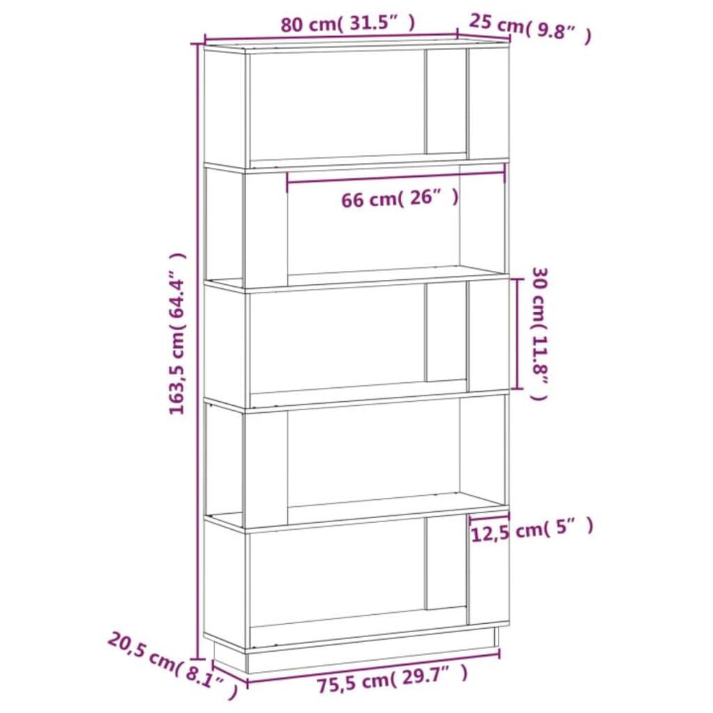 vidaXL Βιβλιοθήκη/Διαχωριστικό Χώρου Μελί 80x25x163,5 εκ. Μασίφ Ξύλο