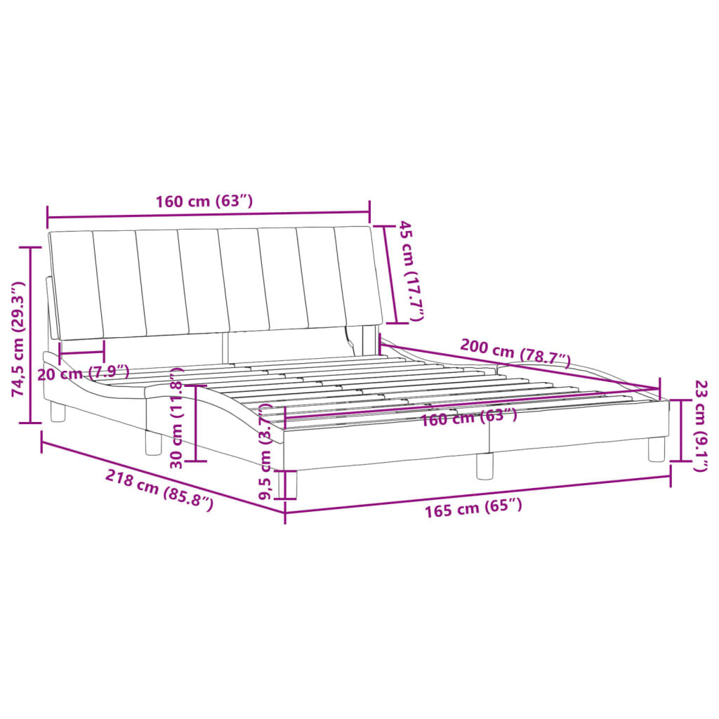 vidaXL Πλαίσιο Κρεβατιού με LED Ροζ 160x200 εκ. Βελούδινο