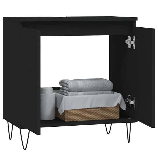 vidaXL Ντουλάπι Μπάνιου Μαύρο 58 x 33 x 60 εκ. από Επεξεργασμένο Ξύλο