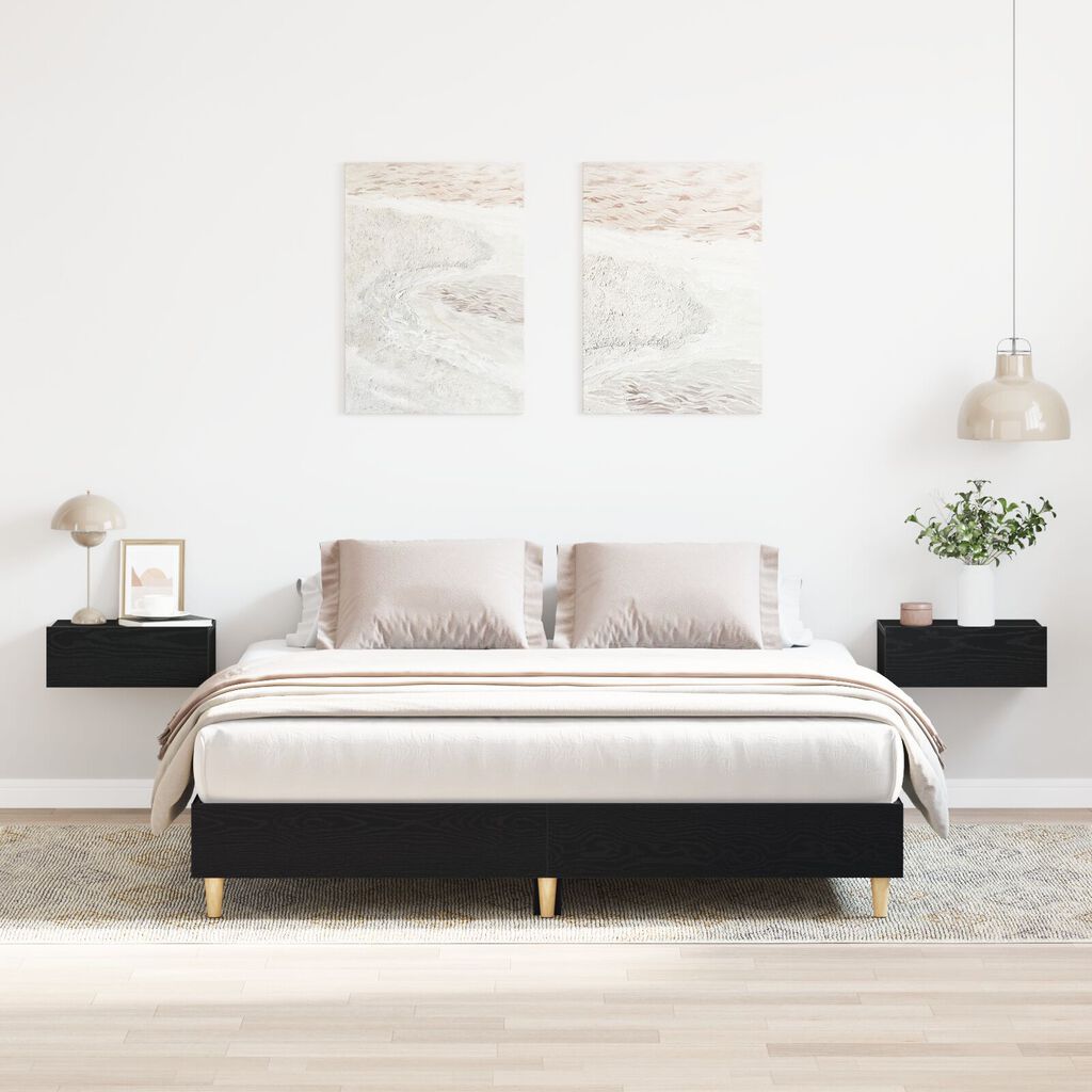 vidaXL Κρεβάτι Μαύρος Δρυός 140x200 εκ. από κατασκευασμένο ξύλο