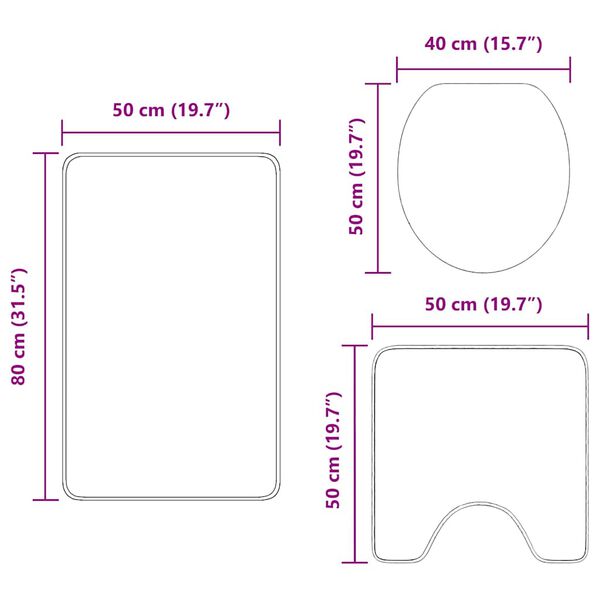 vidaXL Πατάκι μπάνιου 3 pcs Πράσινο 50 x 50 cm Πολυπροπυλένιο