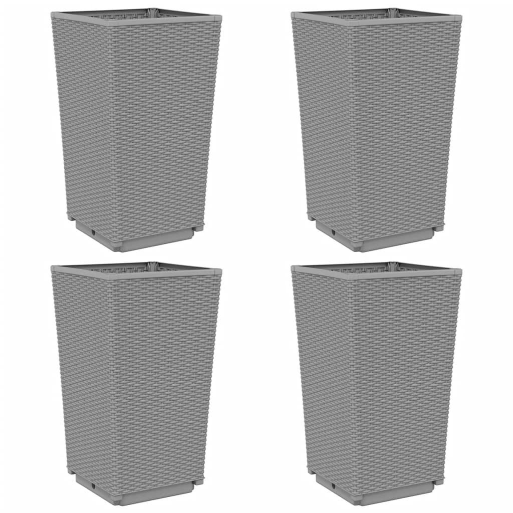 vidaXL Ζαρντινιέρες 4 τεμ. Αν. Γκρι 32,5x32,5x57 εκ. Πολυπροπυλένιο
