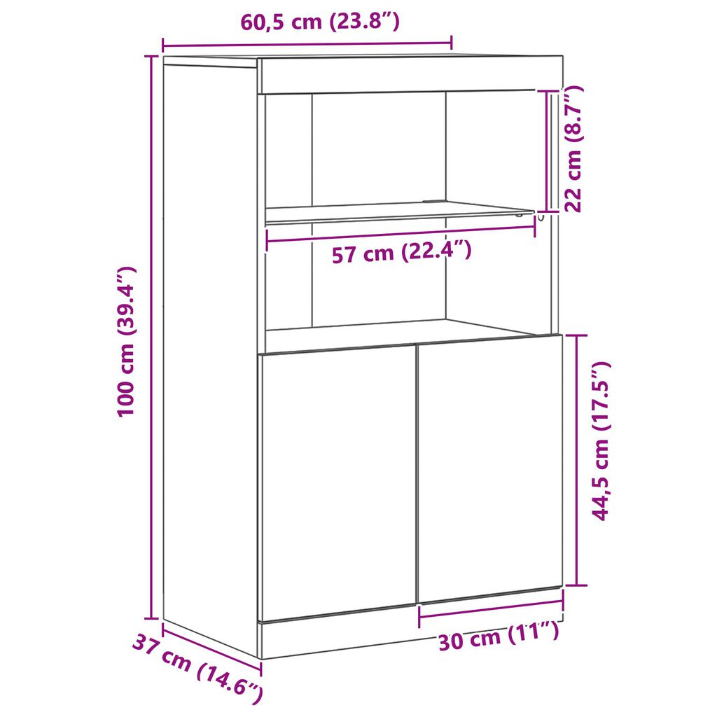 vidaXL Πλαϊνό γραφείο Καφέ 60 x 37 x 100 εκ. Επεξεργασμένο ξύλο