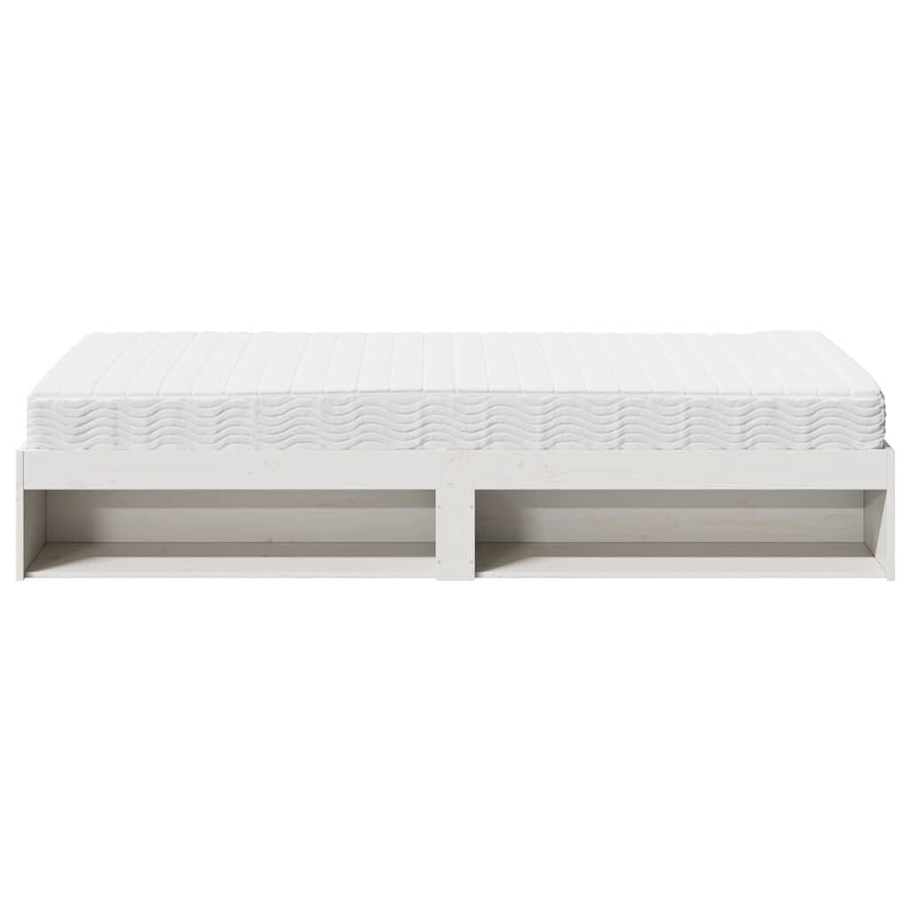 vidaXL Κρεβάτι ημέρας με στρώμα Λευκό 100x200 cm από μασίφ ξύλο πεύκο
