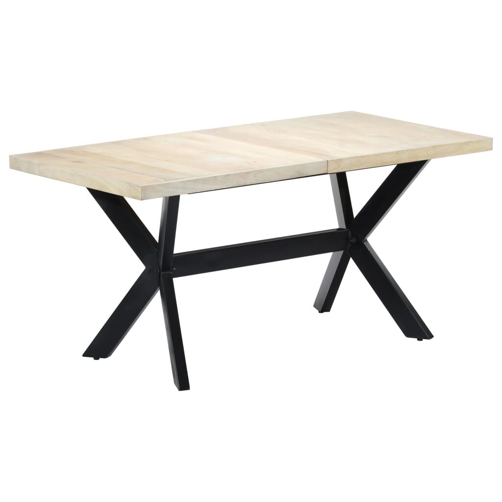 vidaXL Τραπεζαρία Λευκή 160 x 80 x 75 εκ. από Μασίφ Ξύλο Μάνγκο