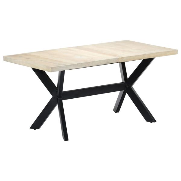 vidaXL Τραπεζαρία Λευκή 160 x 80 x 75 εκ. από Μασίφ Ξύλο Μάνγκο