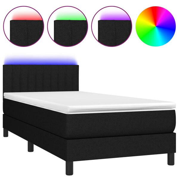 vidaXL &Kappa;&rho;&epsilon;&beta;ά&tau;&iota; Boxspring &mu;&epsilon; &Sigma;&tau;&rho;ώ&mu;&alpha; & LED &Mu;&alpha;ύ&rho;&omicron; 80x200 &epsilon;&kappa;. &Upsilon;&phi;&alpha;&sigma;&mu;ά&tau;&iota;&nu;&omicron;