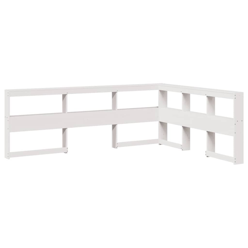 vidaXL Κρεβάτι Βιβλιοθήκη Χωρίς Στρώμα Λευκό 135x190 εκ Μασίφ Πεύκο