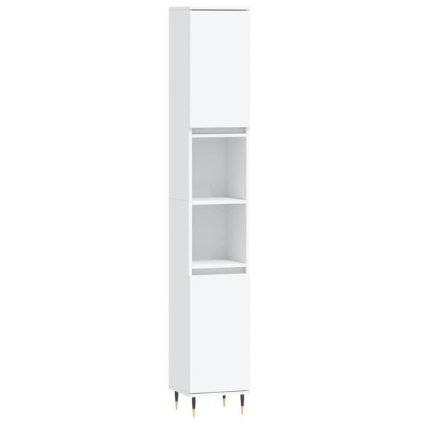 vidaXL Ντουλάπι Μπάνιου Λευκό 30 x 30 x 190 εκ. από Επεξεργασμένο Ξύλο