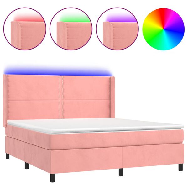 vidaXL &Kappa;&rho;&epsilon;&beta;ά&tau;&iota; Boxspring &mu;&epsilon; &Sigma;&tau;&rho;ώ&mu;&alpha; & LED &Rho;&omicron;&zeta; 160x200 &epsilon;&kappa;. &Beta;&epsilon;&lambda;&omicron;ύ&delta;&iota;&nu;&omicron;