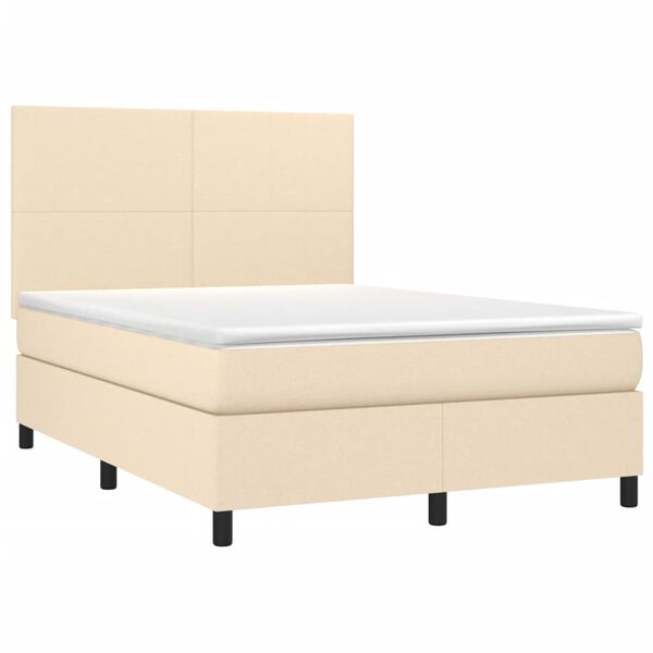 vidaXL &Kappa;&rho;&epsilon;&beta;ά&tau;&iota; Boxspring &mu;&epsilon; &Sigma;&tau;&rho;ώ&mu;&alpha; & LED &Kappa;&rho;&epsilon;&mu; 140x190 &epsilon;&kappa;. &Upsilon;&phi;&alpha;&sigma;&mu;ά&tau;&iota;&nu;&omicron;