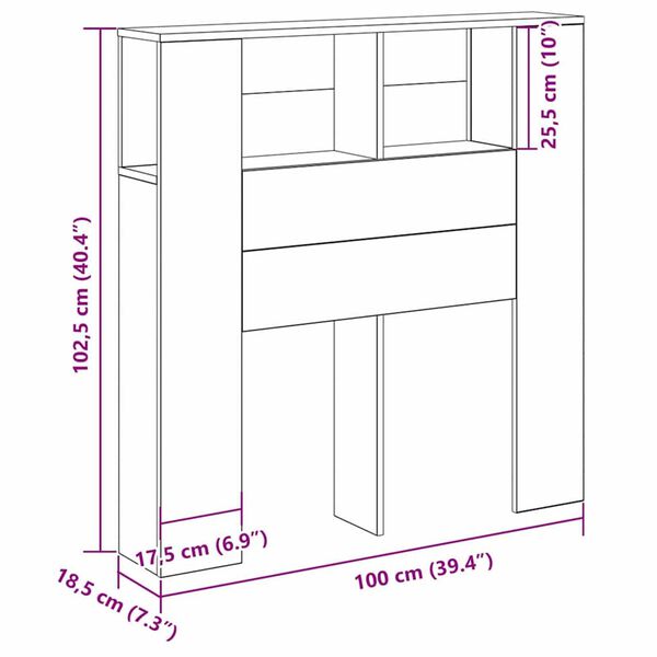 vidaXL Κρεβάτι με Κεφαλάρι Μαύρη δρυς 100 x 19 x 104,5 εκ