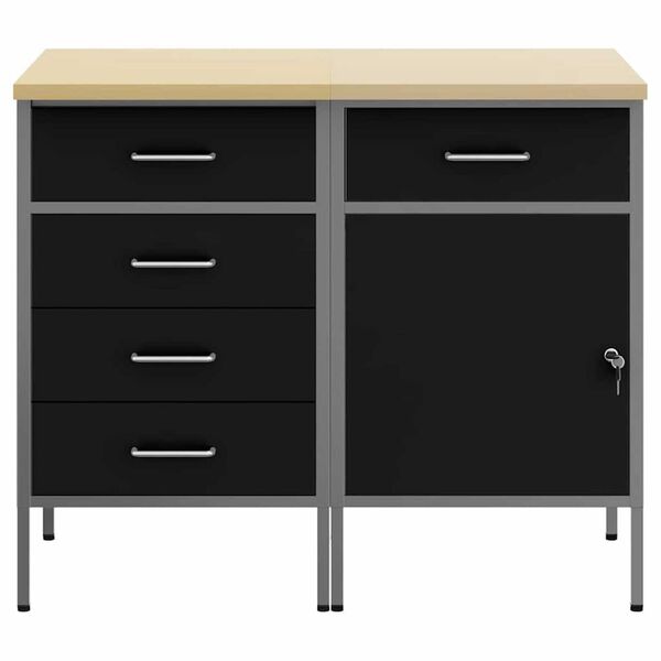 vidaXL Ντουλάπα Εργασίας 2 pcs Μαύρο και Γκρι 100 x 55 x 85 εκ.