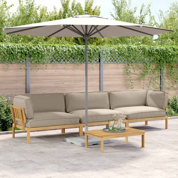 vidaXL &Sigma;&epsilon;&tau; &Kappa;&alpha;&nu;&alpha;&pi;έ &mu;&epsilon; &mu;&alpha;&xi;&iota;&lambda;ά&rho;&iota; 4 pcs Taupe &Sigma;&tau;&epsilon;&rho;&epsilon;ό &Xi;ύ&lambda;&omicron; &Alpha;&kappa;&alpha;&kappa;ί&alpha;&sigmaf;