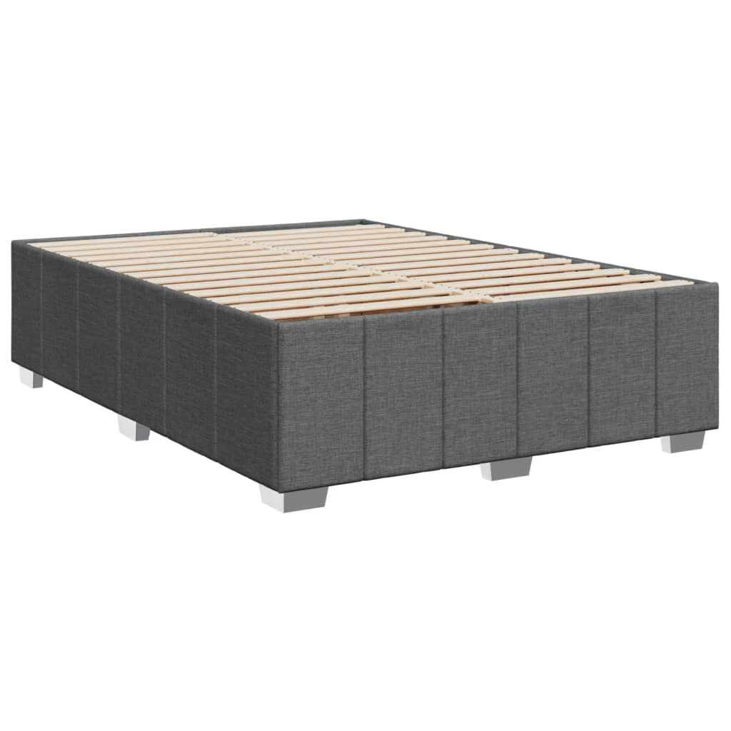 vidaXL Κρεβάτι Boxspring με Στρώμα Σκούρο Γκρι 140x200 εκ Υφασμάτινο