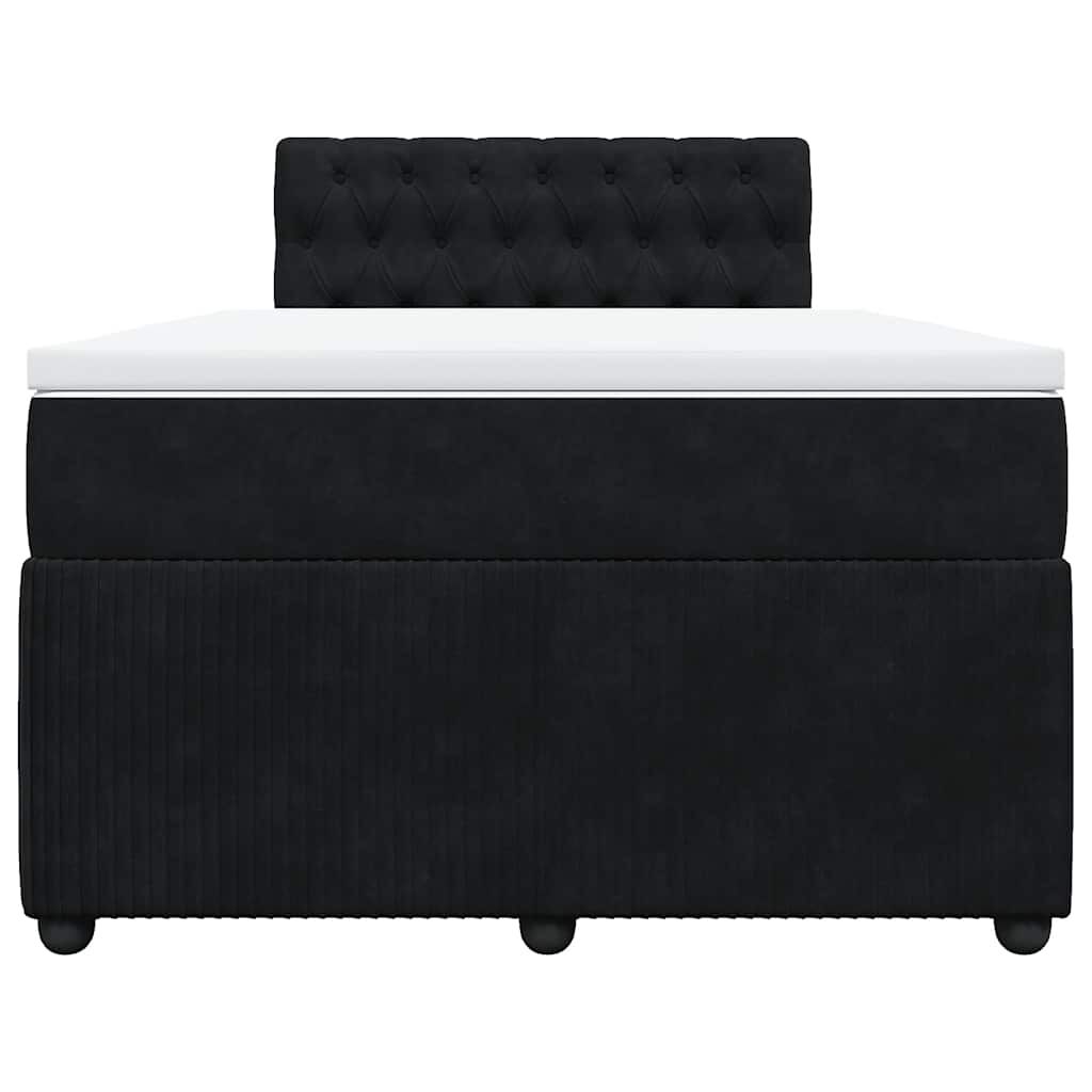 vidaXL Κρεβάτι Boxspring με Στρώμα Μαύρο 120 x 200 εκ. Βελούδινο