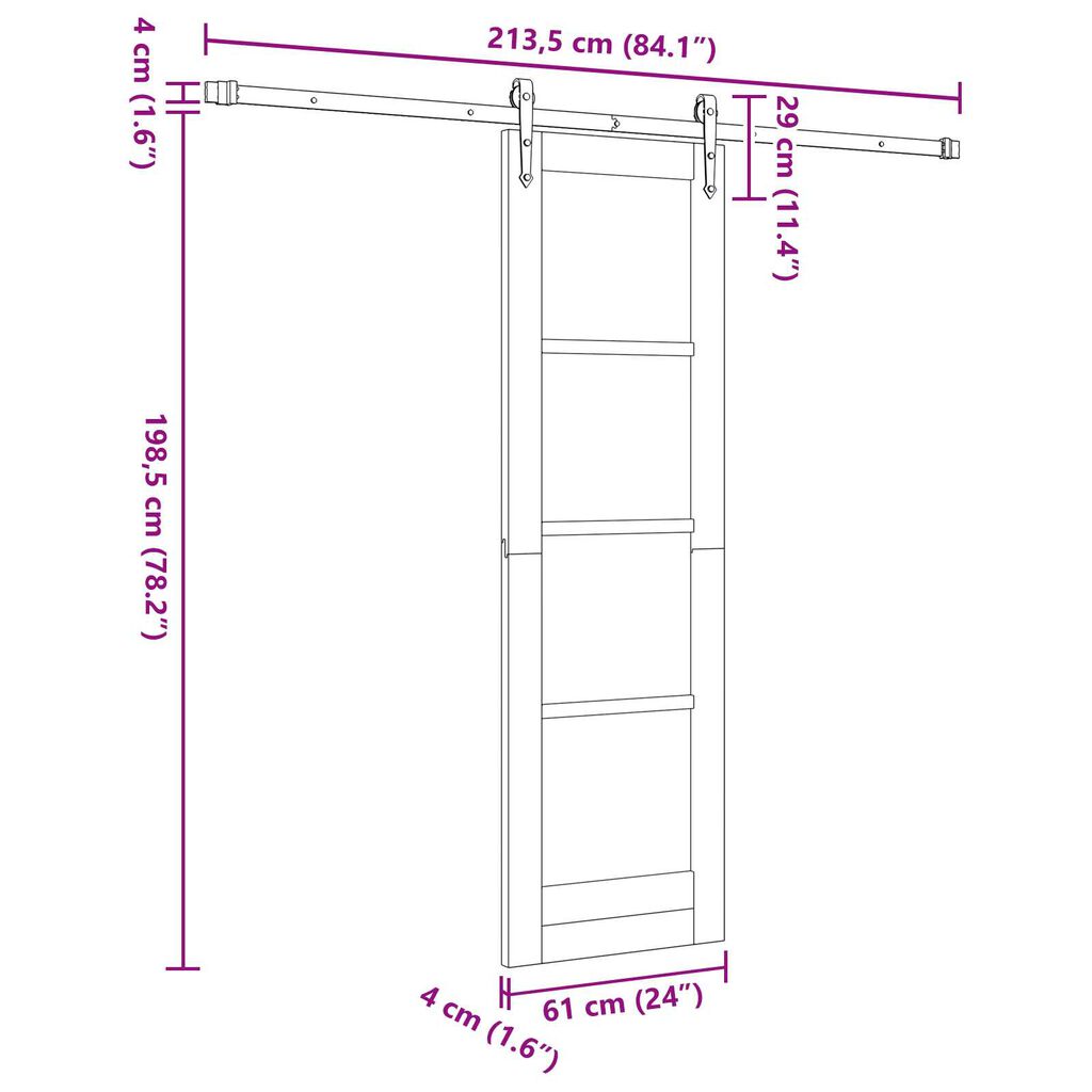 vidaXL Συρόμενη Πόρτα ORKDAL Καφέ 61 x 198.5 εκ. Ξύλο και μέταλλο