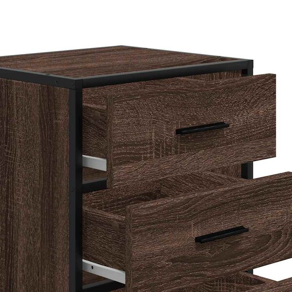 vidaXL Κομοδίνο καφέ δρυς 40x34,5x60cm Κατασκευασμένο ξύλο και μέταλλο