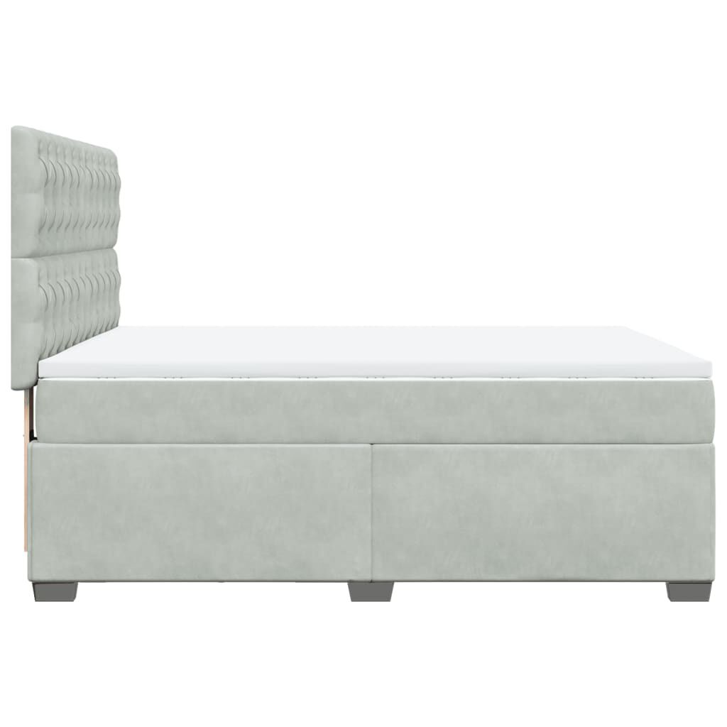vidaXL Κρεβάτι Boxspring με Στρώμα Ανοιχτό Γκρι 140x190 εκ. Βελούδινο