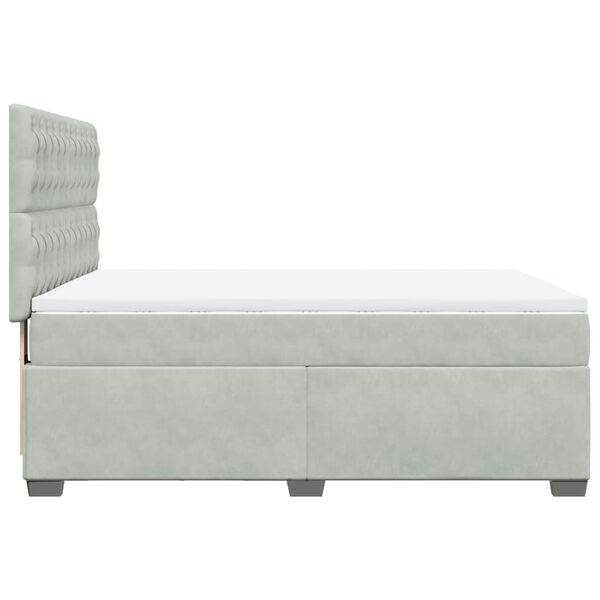 vidaXL Κρεβάτι Boxspring με Στρώμα Ανοιχτό Γκρι 140x190 εκ. Βελούδινο