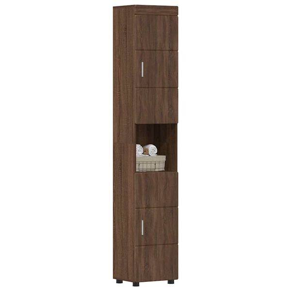 vidaXL Ντουλάπι Μπάνιου με πόρτα TULUM Καφέ δρυς 37 x 31.5 x 203 εκ