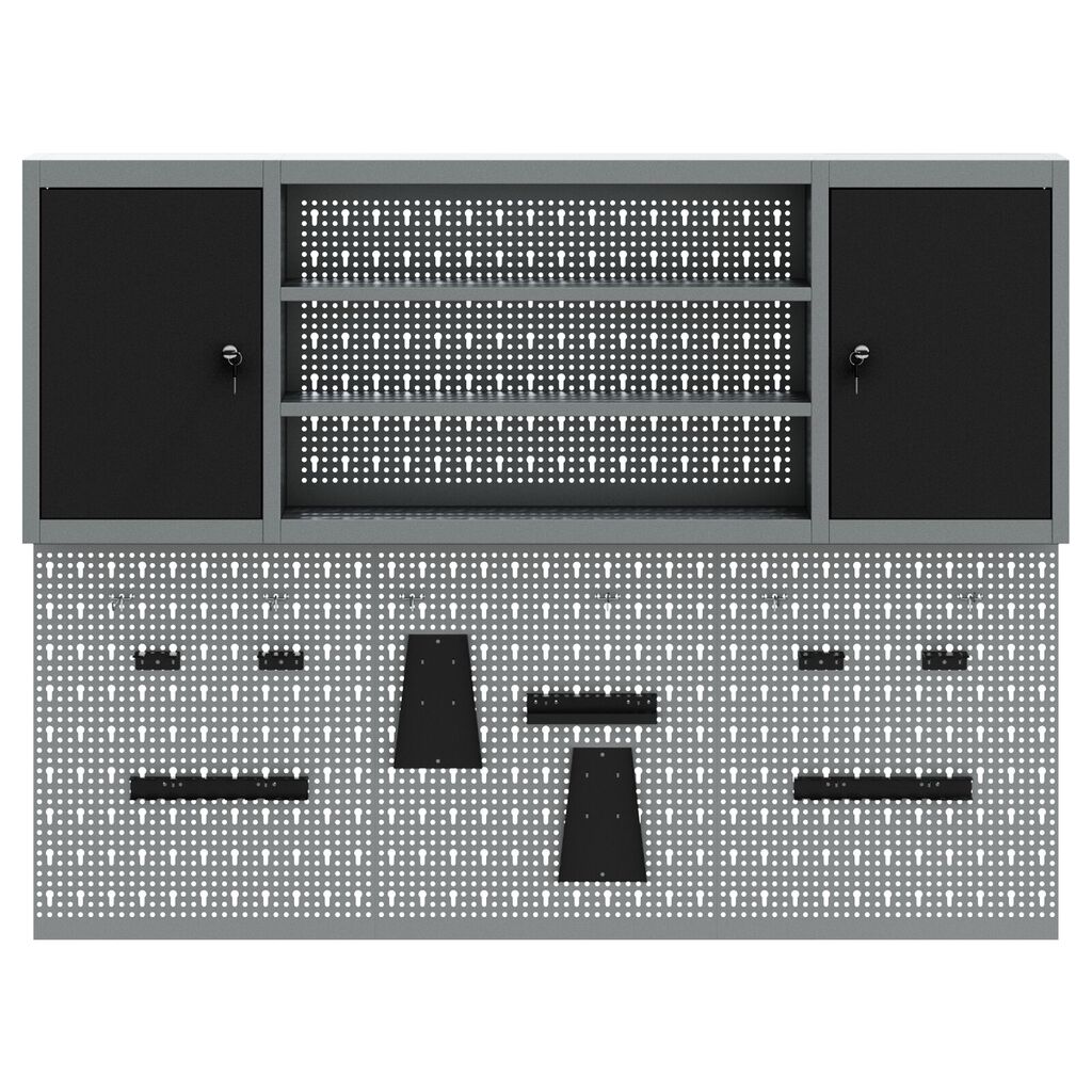 vidaXL Σετ Εργαλείων με 6 Τεμάχια και Πίνακα Pegboard Τοίχου Μαύρο Μέταλλο