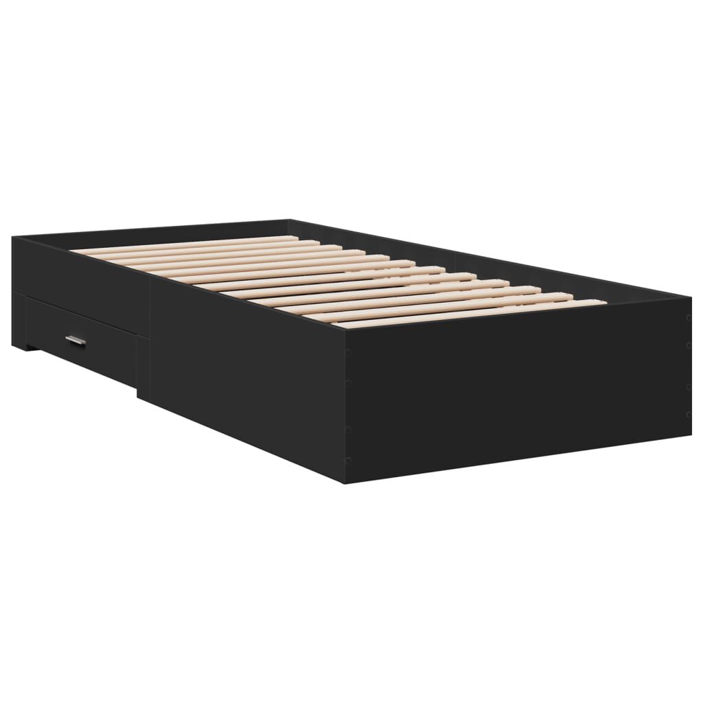 vidaXL Πλαίσιο Κρεβατιού με Συρτάρια Μαύρο 100x200 εκ Επεξεργ. Ξύλο