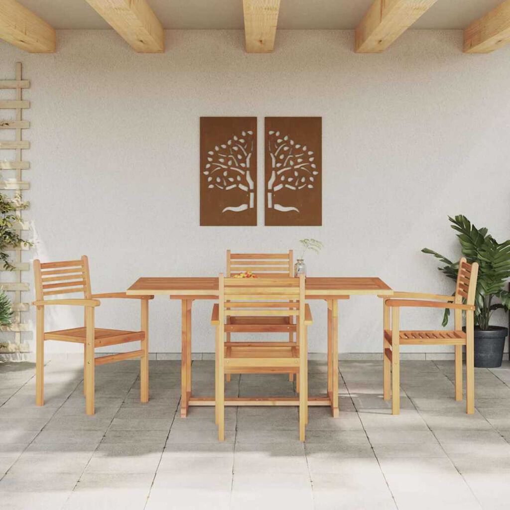 vidaXL Σέτ φαγητού για κήπο 5 pcs Καστανό Μασίφ ξύλο teak