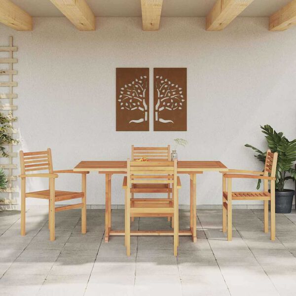vidaXL Σέτ φαγητού για κήπο 5 pcs Καστανό Μασίφ ξύλο teak