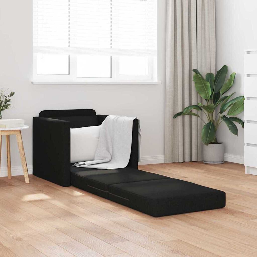 vidaXL Καναπές-Κρεβάτι Δαπέδου 2 σε 1 Μαύρος 112x174x55 εκ. Ύφασμα