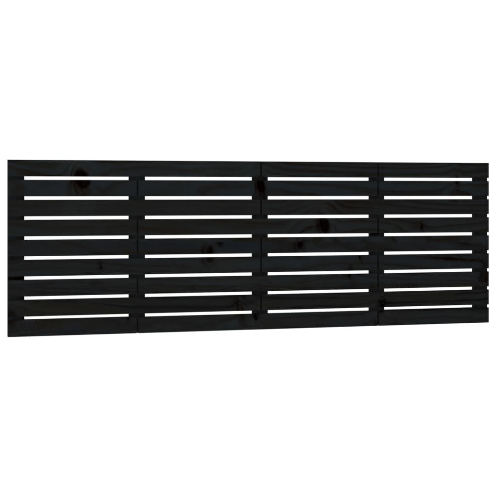 vidaXL Κεφαλάρι Τοίχου Μαύρο 166x3x63 εκ. από Μασίφ Ξύλο Πεύκου