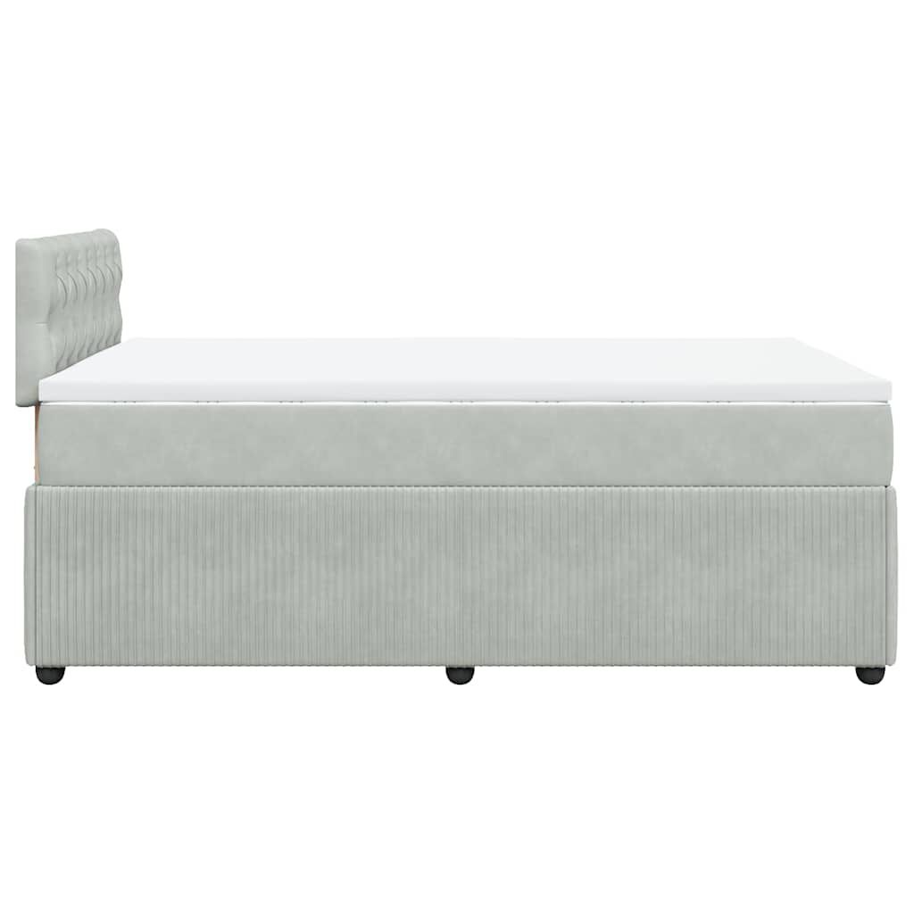vidaXL Κρεβάτι Boxspring με Στρώμα Ανοιχτό Γκρι 120x190 εκ. Βελούδινο