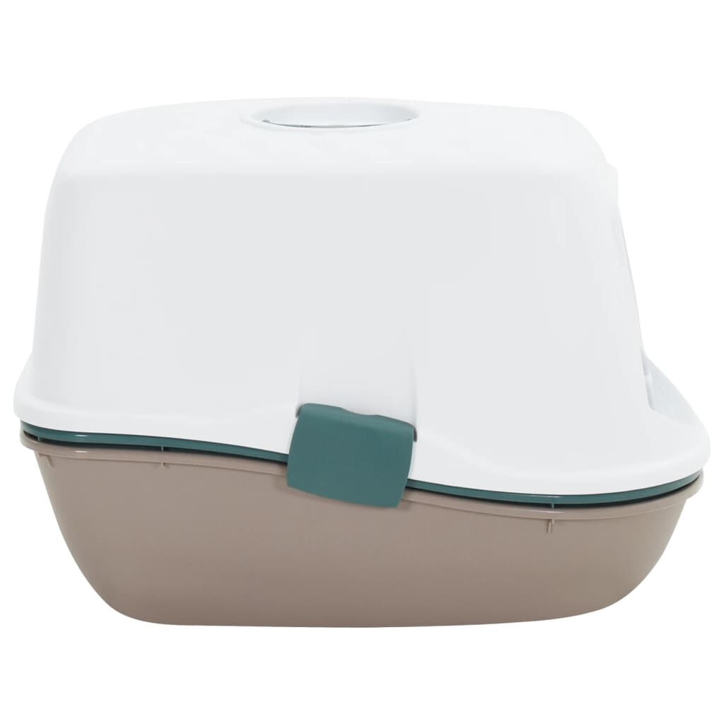 vidaXL Τουαλέτα Γάτας με Καπάκι Λευκή/Καφέ 58,5x39,5x43 εκ. Πολυπροπ.