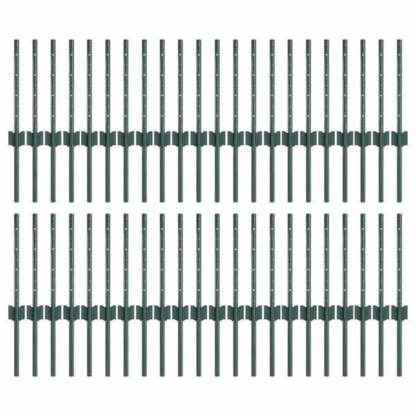 vidaXL Πό posts φράχτη 44 pcs Πράσινο 80 cm Ατσάλι