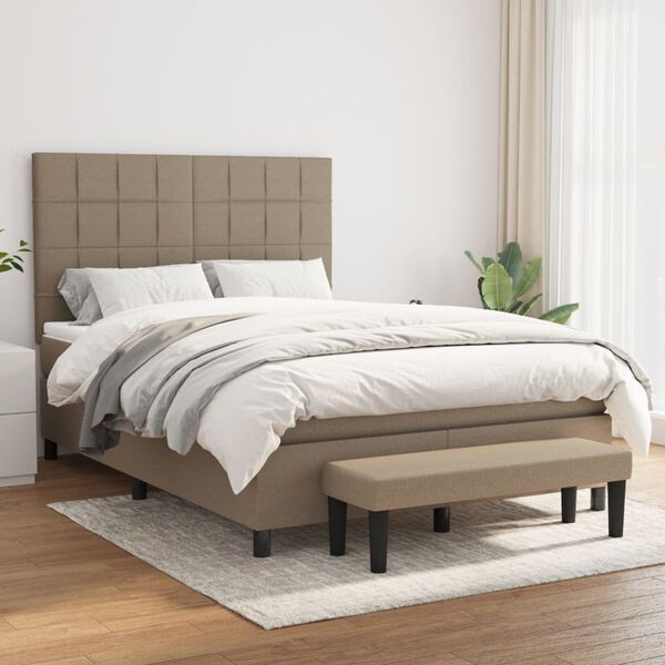 vidaXL &Kappa;&rho;&epsilon;&beta;ά&tau;&iota; Boxspring &mu;&epsilon; &Sigma;&tau;&rho;ώ&mu;&alpha; Taupe 140x200 &epsilon;&kappa;. &Upsilon;&phi;&alpha;&sigma;&mu;ά&tau;&iota;&nu;&omicron;