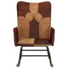 vidaXL Πολυθρόνα Κουνιστή Καφέ από Γνήσιο Δέρμα & Καραβόπανο
